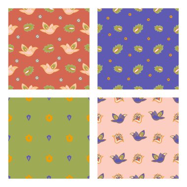 Tatar Set Seamless modeli oryantal dekoratif halk süsleme renk vektör çizim Set baskı için