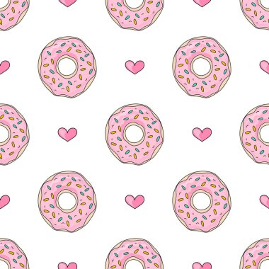 Parti pasta Sevgililer günü Dikişsiz desen vektör çizim baskı, kumaş ve dijital kağıt için.