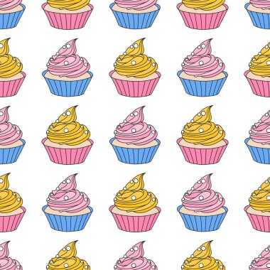 Pasta Sevgililer günü Dikişsiz desen vektör çizim baskı, kumaş ve dijital kağıt için seviyorum.