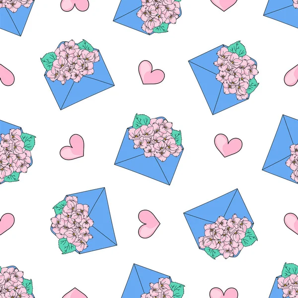 Love Letter Valentine Day Seamless Pattern Vector Illustration Print Fabric — стоковый вектор