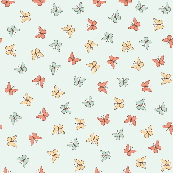 Butterfly Cloth Spring Season Nature Garden Holiday Cartoon Seamless Pattern — Vector de stock