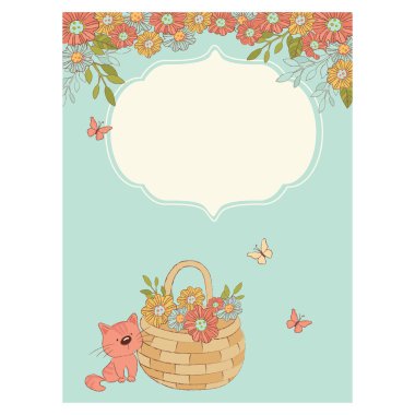 Kutlama kartı bahar doğum anne günü tebrik kartı tatil karikatür vektör çizim Set yazdırma kumaş ve dekorasyon