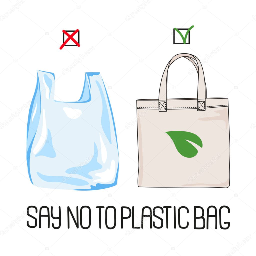 STOP PLASTIC Earth Global Ecological Environmental Pollution Problem Banner Vector Illustration Set for Print Fabric and Decoration