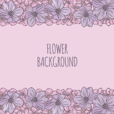 Çiçek arka plan çiçek dekoratif çerçeve parti Doğum günü düğün davetiye kutlama tatil karikatür vektör Illustration set baskı kumaş ve dekorasyon
