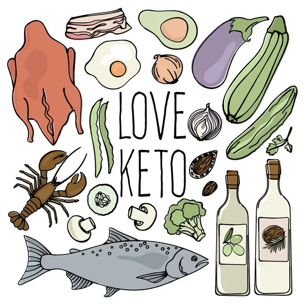 Keto Shop Alimentação Saudável Dieta Baixo Teor Carboidratos Organic Proper —  Vetores de Stock