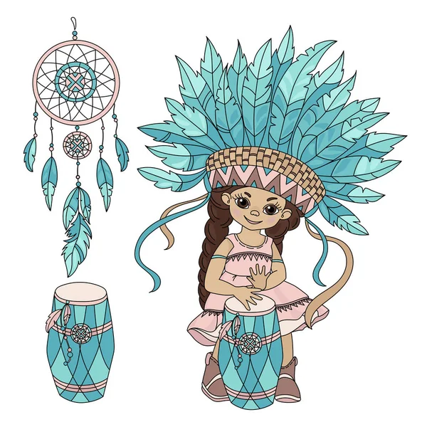 Pocahontas Hudba Americká Původní Indická Princezna — Stockový vektor