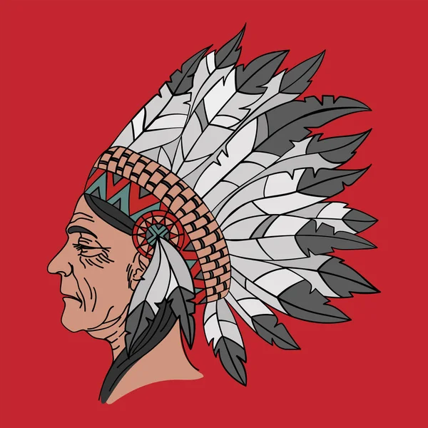 印度妇女 美国原住民民间部落肖像矢量插图印刷织物和装饰 — 图库矢量图片