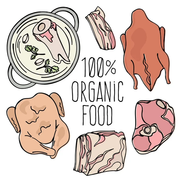 Carnivora Meat Organic Diet Mind Healthy Natural Food Proper Nutrition - Stok Vektor