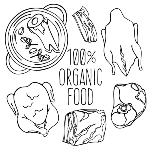 Meat Carnivora Food Diet Organic Healthy Proper Nutrition Mind Eating - Stok Vektor