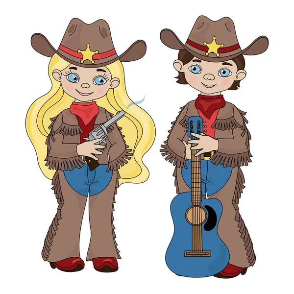 Sheriffs Cowboy Cartoon American Western Country Music Festival Symbol Vector — Stock Vector