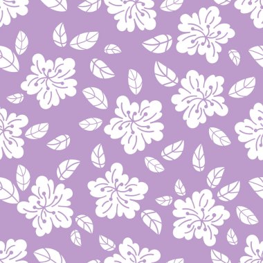 Beyaz Çiçek Kumaş Baskı Çiçek Sezon Doğa Tatil Karikatür Dikişsiz Desen Vektör İllüstrasyon Baskı Kumaş ve Dijital Kağıt için