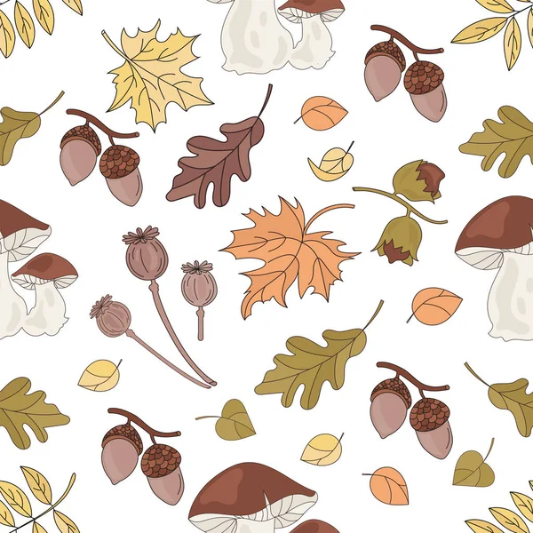 森林景观自然秋秋季无缝图案矢量图 用于印刷织物和数字纸张 — 图库矢量图片