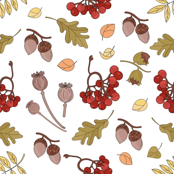 秋季景观秋季季节无缝图案矢量图 用于印刷织物和数字纸张 — 图库矢量图片