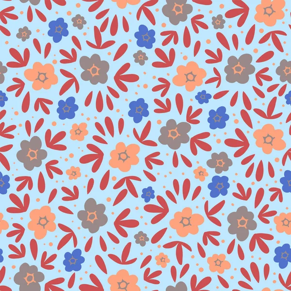 Floral Meadow Season Nature Spring Holiday Cartoon Seamless Pattern Vector — Διανυσματικό Αρχείο