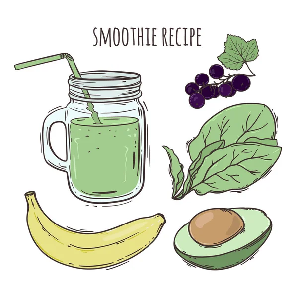 Recipe Smoothie Zdravé Stravování Výživa Nápoj Paleo Keto Organické Dieta — Stockový vektor