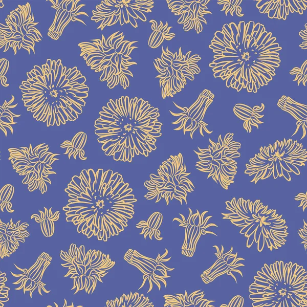 Dandelion紙医療上の利点植物植物植物植物性自然花シームレスパターンベクトルイラストプリント生地と装飾用 — ストックベクタ