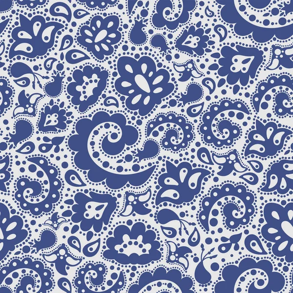 Ethnic Blue Oriental Doodle Ornament Folk Vector Illustration Seamless Pattern — стоковий вектор