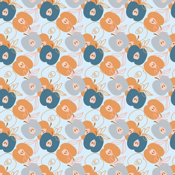 Apple Wallpaper Modèle Sans Couture Vectoriel Style Plat Dessiné Main — Image vectorielle