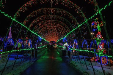 Duluth, Minnesota Lake Superior Shores kış sezonu boyunca Noel ışıkları