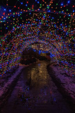 Duluth, Minnesota Lake Superior Shores kış sezonu boyunca Noel ışıkları