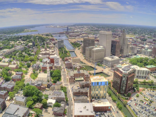 Providence Rhode Island Vista Desde Arriba Por Avión Tripulado Aéreo —  Fotos de Stock