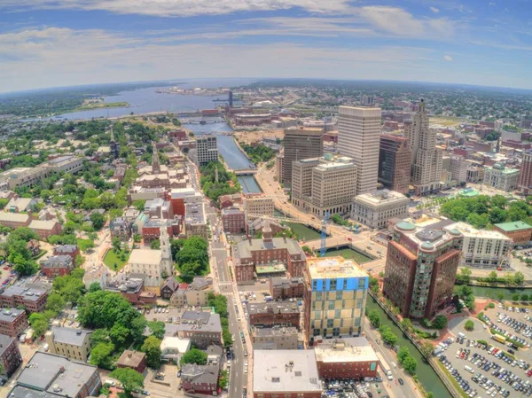 Providence Rhode Island Vista Desde Arriba Por Avión Tripulado Aéreo —  Fotos de Stock