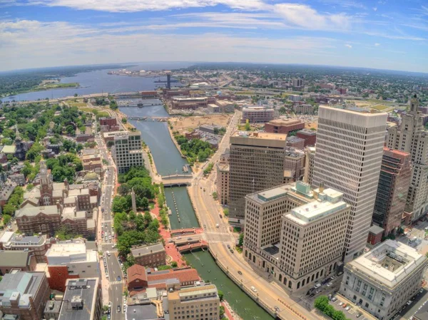 Providence Rhode Island Vista Cima Por Drone Aéreo Verão — Fotografia de Stock