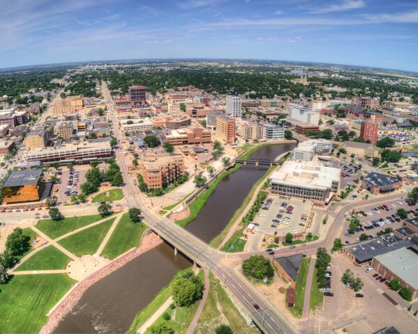 Summer Aerial View of Sioux Falls, The largest City in the State of South Dakota