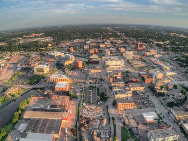 Summer Aerial View of Sioux Falls, The largest City in the State of South Dakota