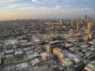 Chicago Michigan Gölü üzerinde hava dron görünümü