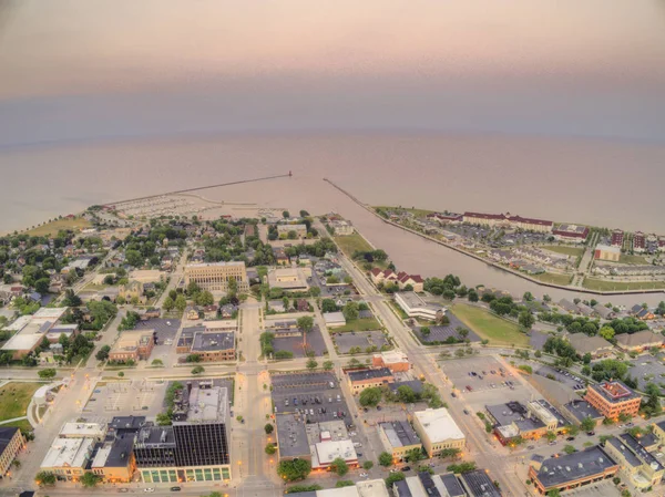 Luchtfoto Sunset View Van Sheboygan Wisconsin Lake Michigan — Stockfoto