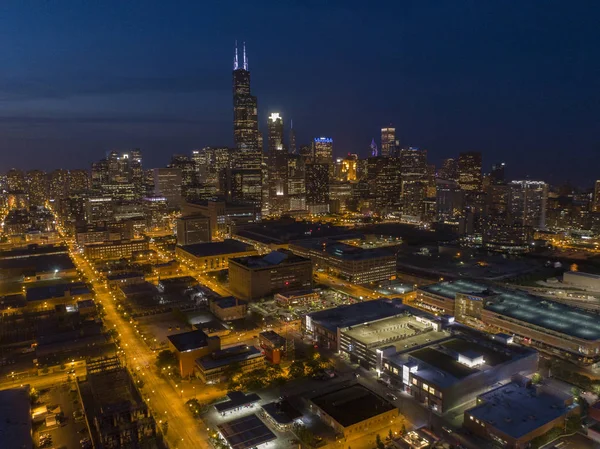 Antenowe Drone Widok Miasta Jeziorze Michigan Chicago — Zdjęcie stockowe