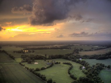 Tennessee 'de Bir Yaz Günbatımının Hava Görüntüsü