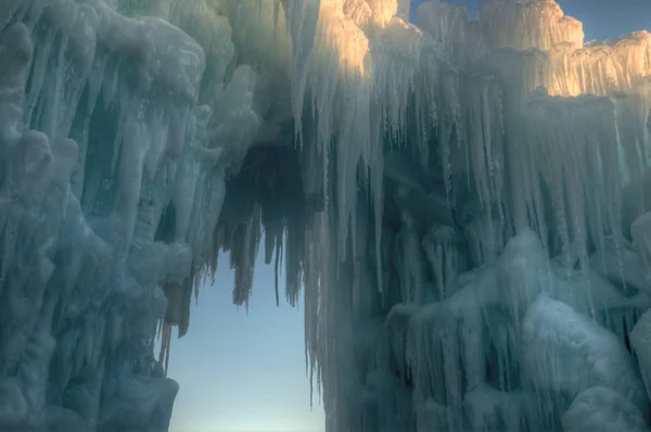 Zamki Śniegu Lodu Zimowa Tradycja Minnesocie — Zdjęcie stockowe