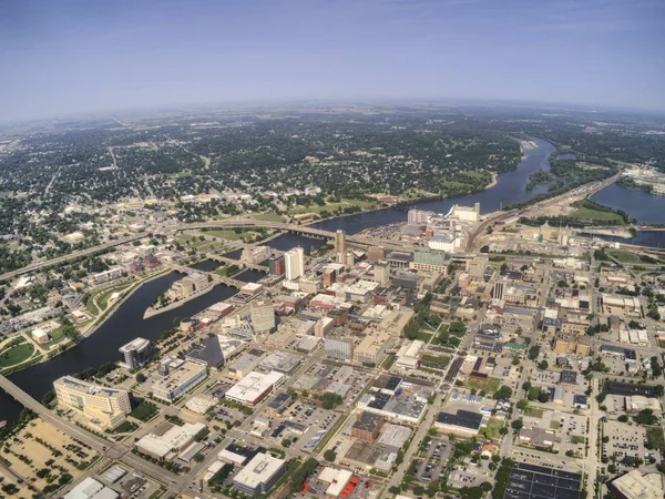 Vista Aérea Cedar Rapids Iowa Durante Verão Fotografias De Stock Royalty-Free