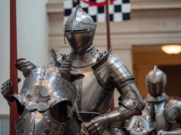 Frontal View Marching Knight Preparing Jousting Plate Armor — Stock Photo, Image