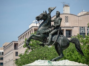 Washington, Dc 15 Mayıs, 2018-heykeli Andrew Jackson üzerinden New Orleans'ta Lafayette Square Washington Dc Muharebesi