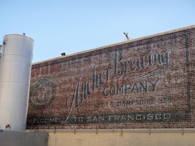 SAN FRANCISCO, CA  MAY 28, 2018- Outside facade of the Anchor Steam brewing Company headquarters in Potrero Hill, SF clipart
