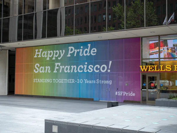 San Francisco Junho 2018 Wells Fargo Branch Location Exibindo Mensagem — Fotografia de Stock