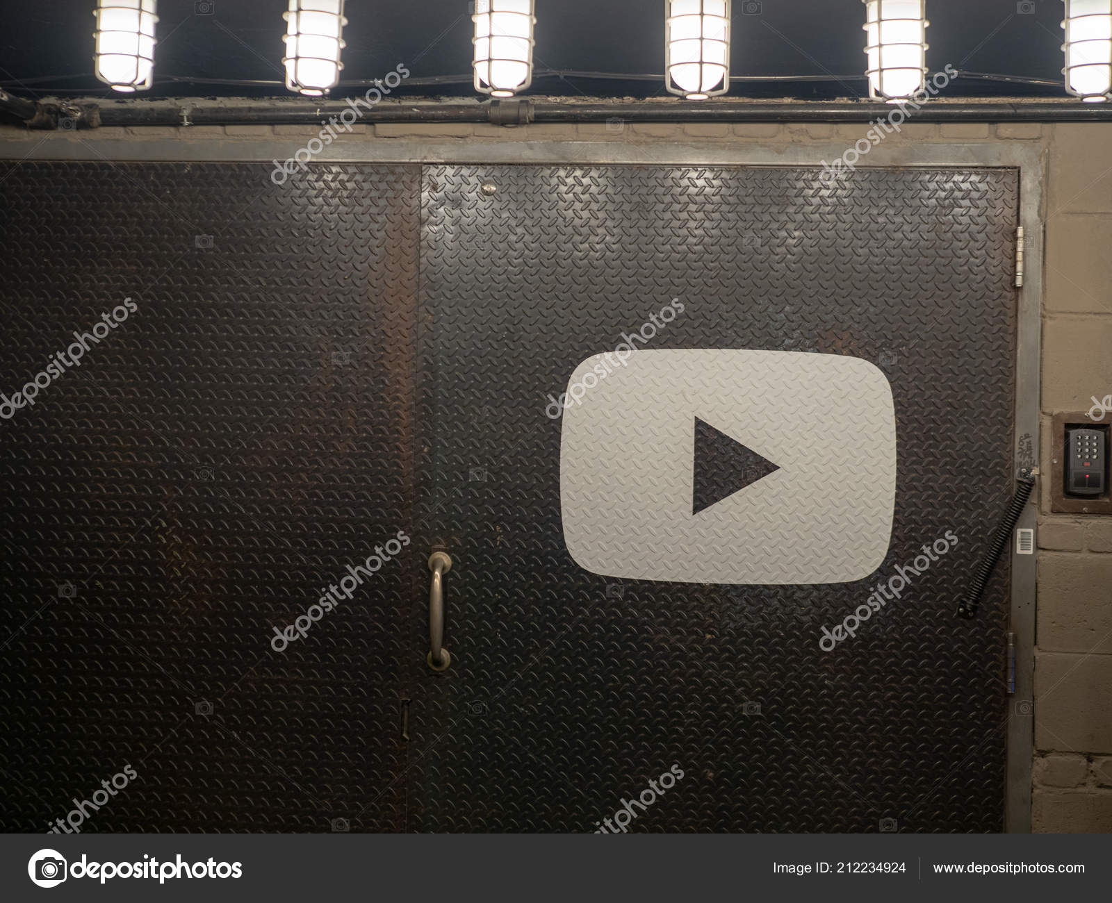 Youtube Logo On Steel Door Entrance To Chelsea Market Location
