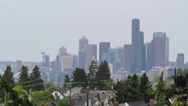 Vista del horizonte de Seattle mirando hacia el norte desde Jefferson Park — Vídeo de stock