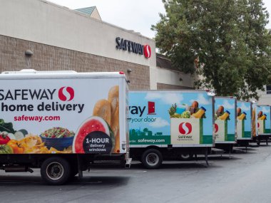 Safeway home bakkal teslimat kamyonları filosu mağaza konumu dışında