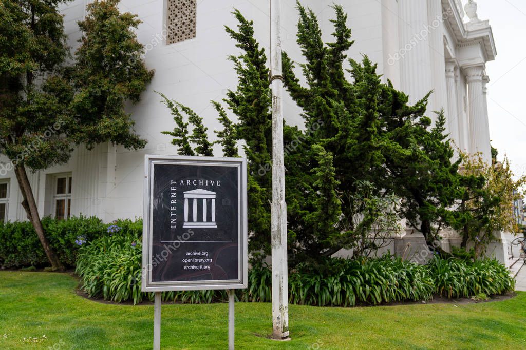 San Francisco, CA MAY 19, 2019: Internet Archive sign and logo outside of headquarters building