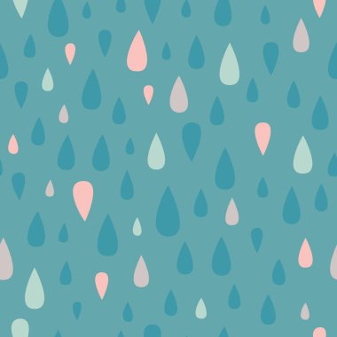 Vektör yeşil gözyaşı yağmur damlası Dikişsiz desen arka plan