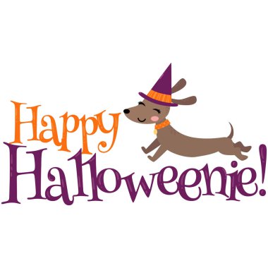 Vektör mutlu Halloweenie Dachshund Cadılar Bayramı ifade illüstrasyon