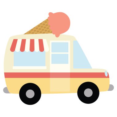 Vektör dondurma kamyonundan dondurma koni çizim ile