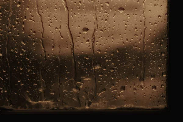 Background Raindrop Window Glass Brown Sepia Tone — Stock Photo, Image