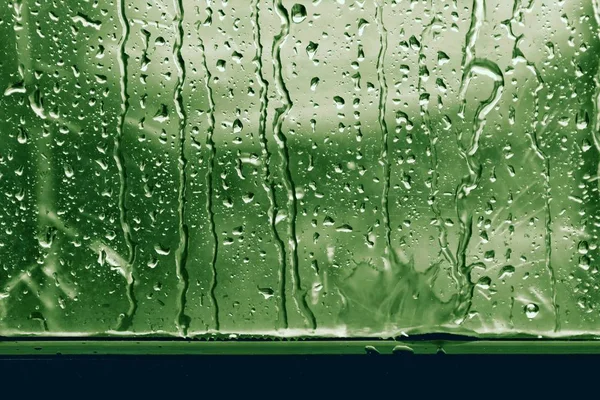 Háttér Esőcsepp Ablak Üveg Zöld Friss — Stock Fotó