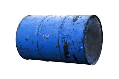 Arka plan beyaz mavi karanlık eski izole petrol varil