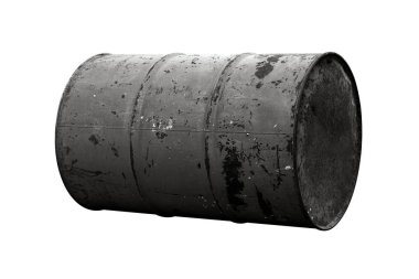 Varil petrol siyah veya koyu arka plan beyaz üzerinde eski izole